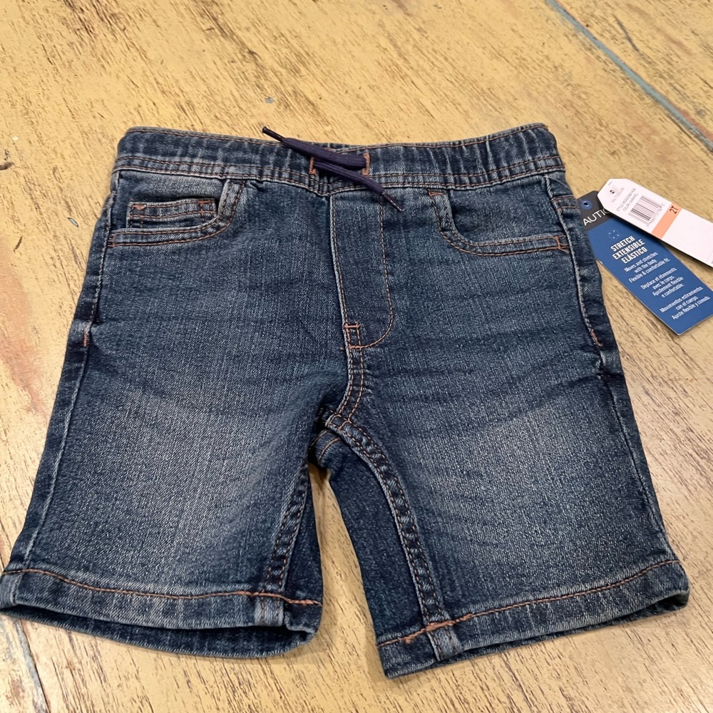 Nautica Toddler boy pull on blue Jean shorts NWT